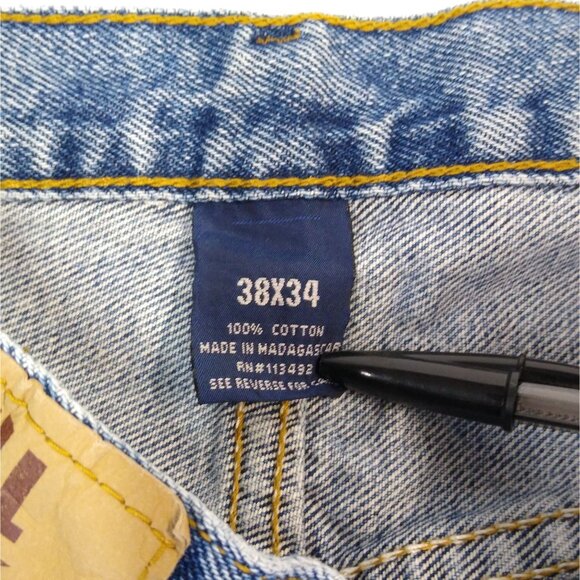 Full Blue Jeans Classic Fit Straight Leg Denim Men's Jeans 38x34 Sits At Waist - Picture 5 of 11